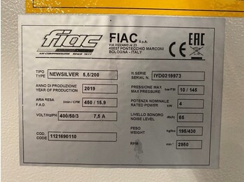 Uus Õhukompressor Fiac NewSilver 5.5 / 200 Silent 4 kW 450 L / min 10 Bar Elektrische Schroefcompressor met ketel: pilt 4