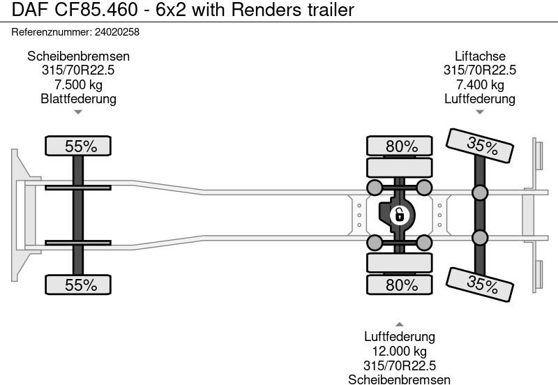 Madelveok/ Platvormveok DAF CF85.460 - 6x2 with Renders trailer: pilt 16
