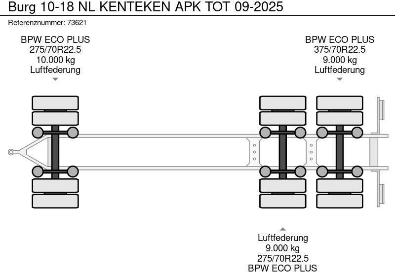 Konteinerveduk/ Tõstuk järelhaagis Burg 10-18 NL KENTEKEN APK TOT 09-2025: pilt 19