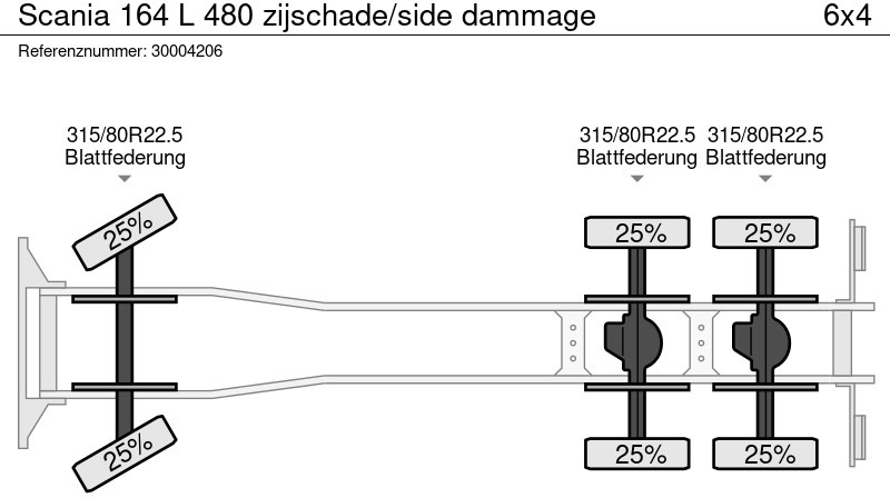 Kabiinišassiiga veoauto Scania 164 L 480 zijschade/side dammage: pilt 7